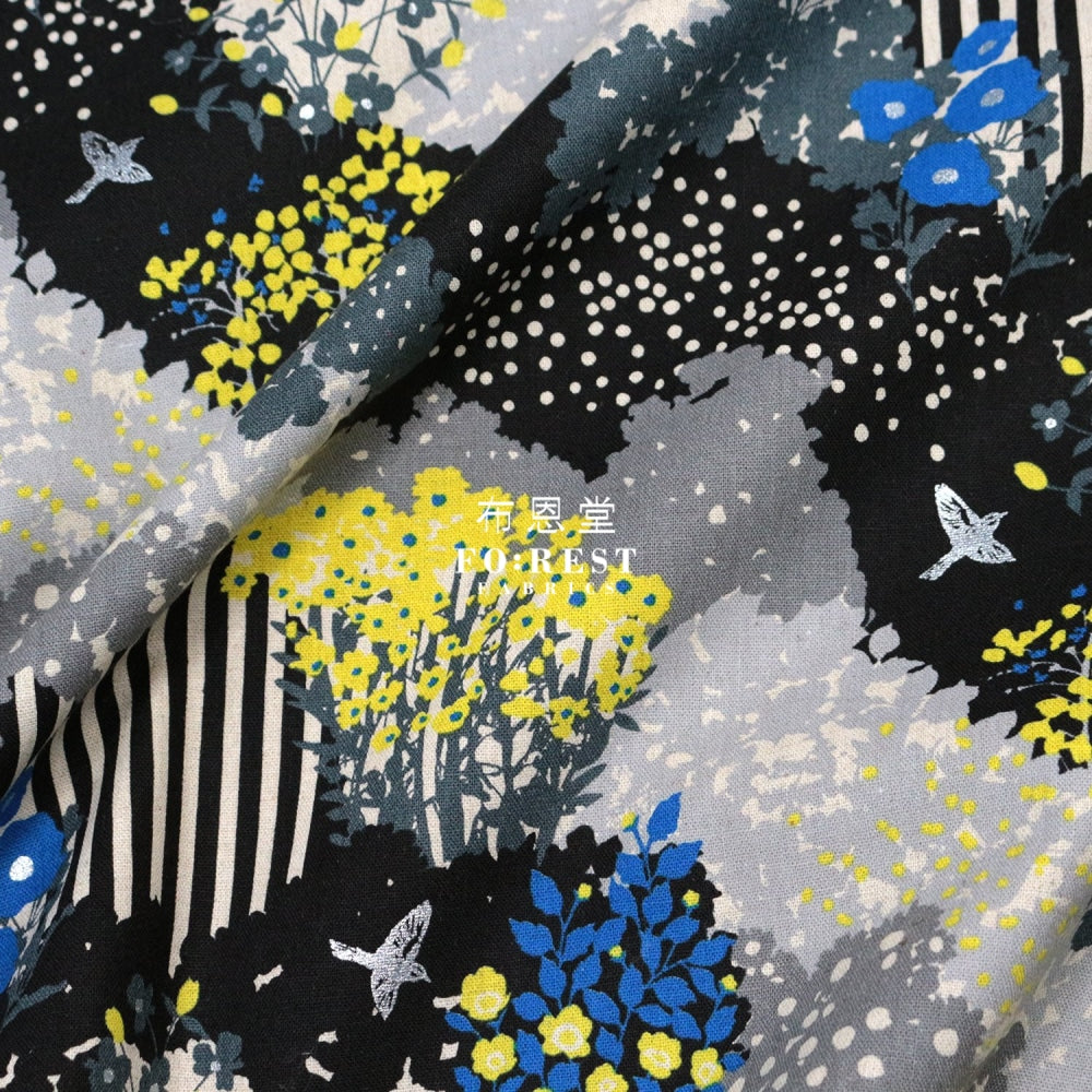 Echino - Cotton Linen Garden Black