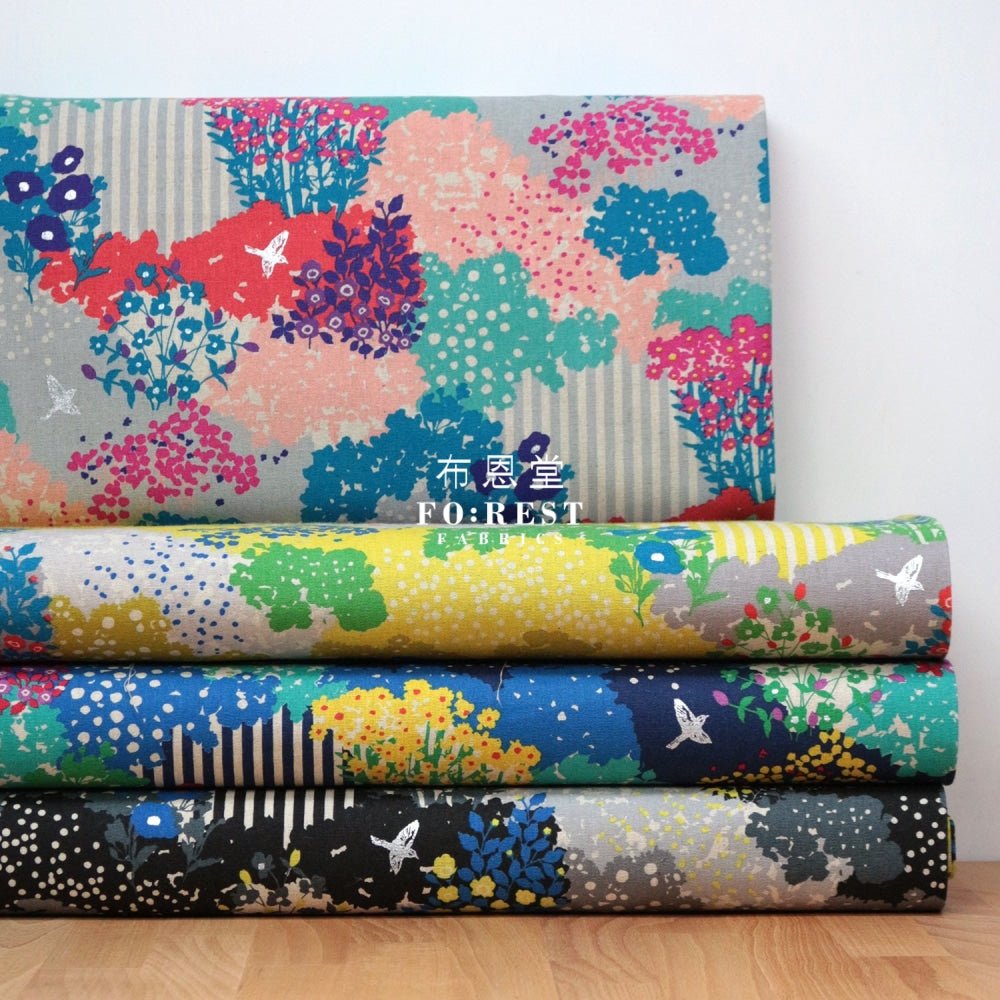 echino - cotton linen - garden black - FO:REST Fabric 布恩堂Liberty fabrictana lawnjapanese fabricykk zipper