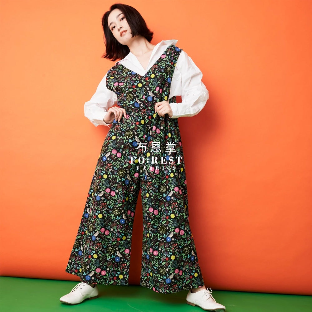 Echino - Cotton Linen Murmur Coulorful Black Fabric Fabric