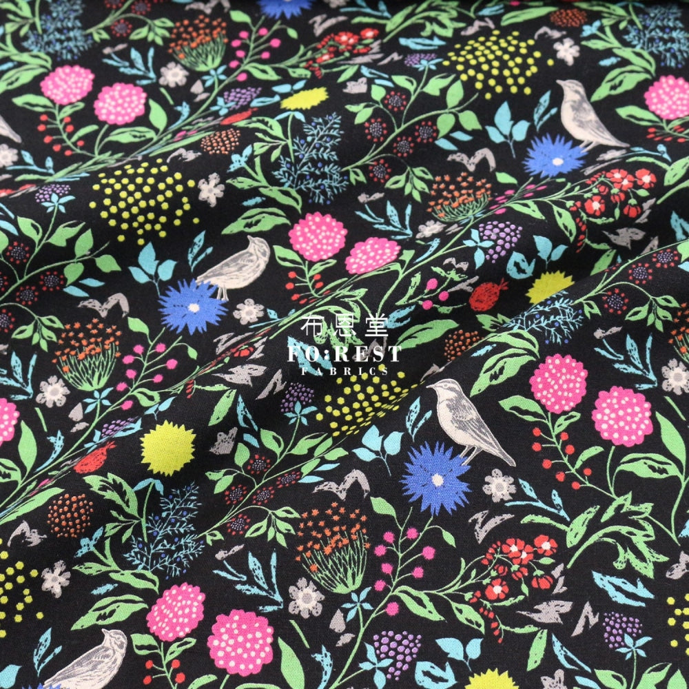 Echino - Cotton Linen Murmur Coulorful Black Fabric Fabric