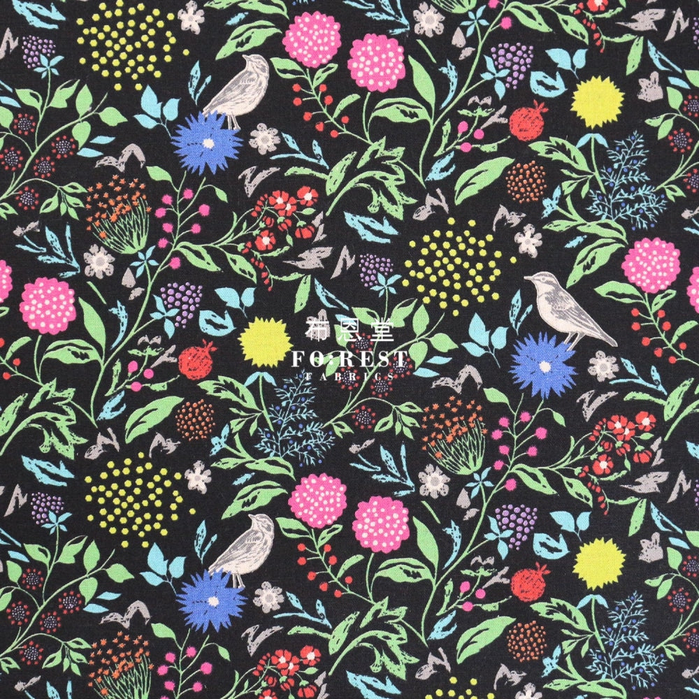Echino - Cotton Linen Murmur Coulorful Black Fabric Fabric