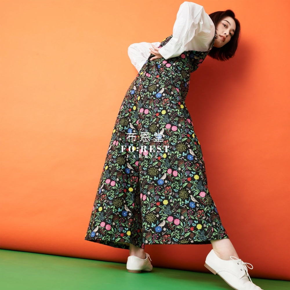 Echino - Cotton Linen Murmur Coulorful Black Fabric Fabric