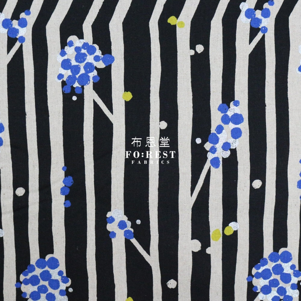 Echino - Cotton Linen Nut Black Fabric Fabric