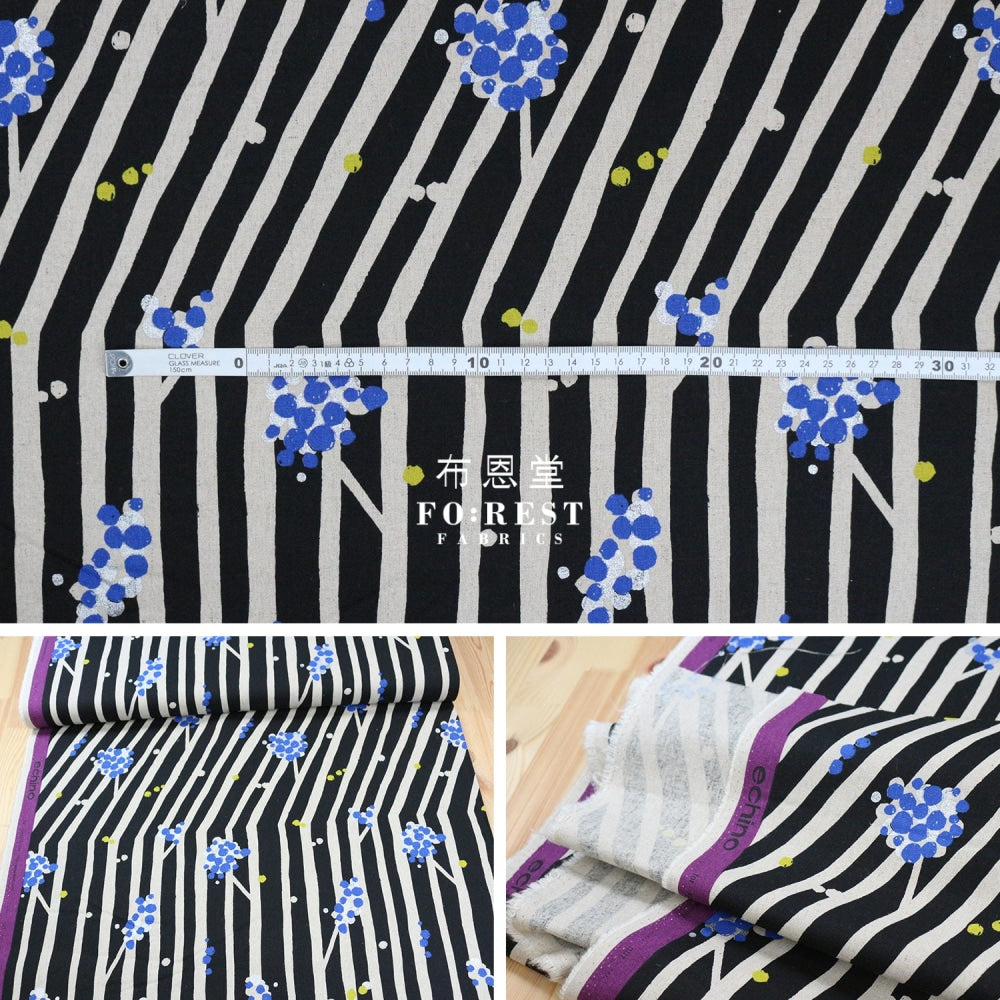 Echino - Cotton Linen Nut Black Fabric Fabric