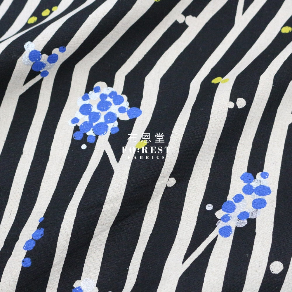 Echino - Cotton Linen Nut Black Fabric Fabric