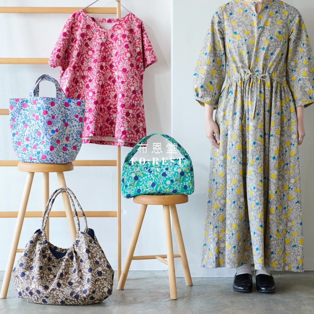 Echino - Cotton Linen Plum Blue Fabric Fabric