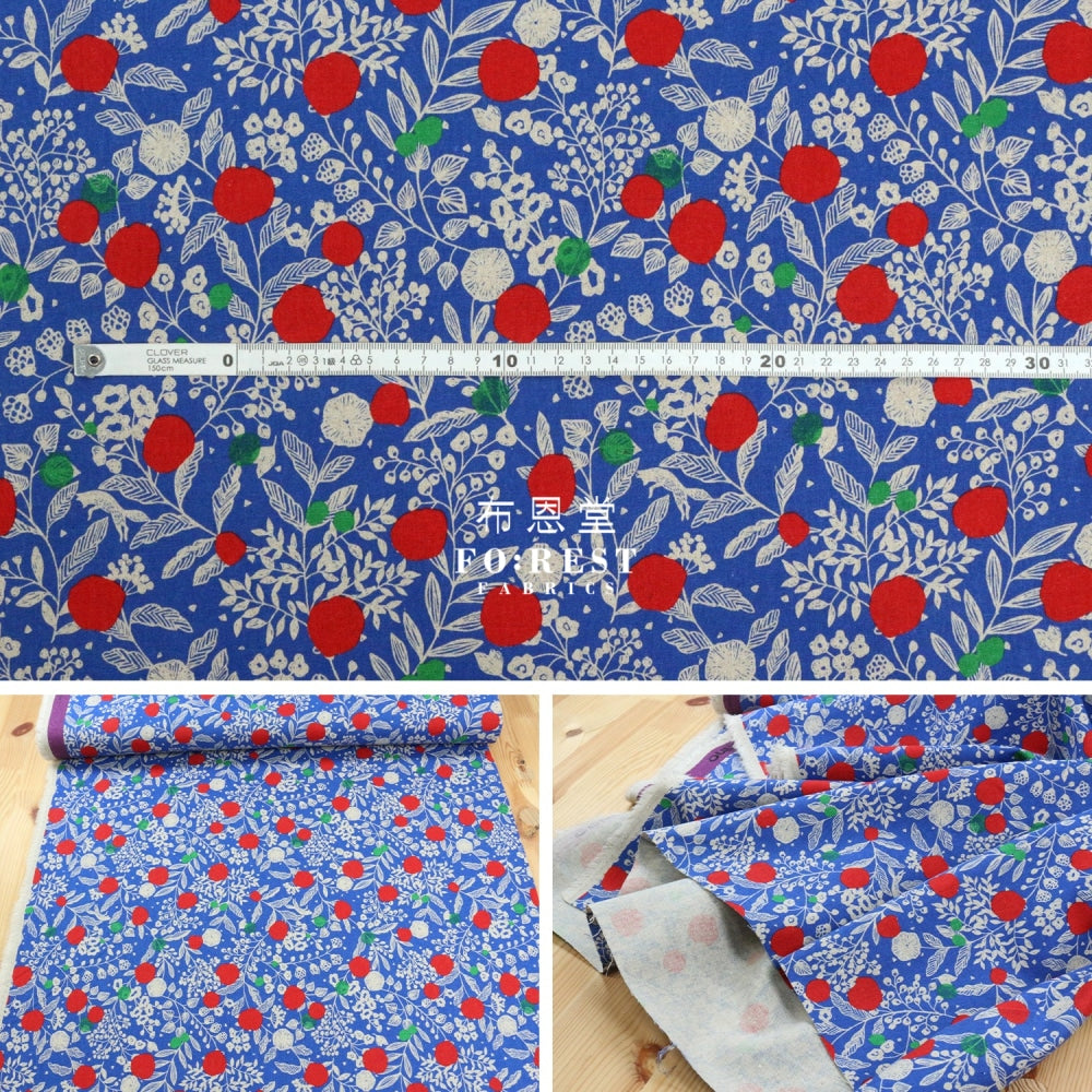 Echino - Cotton Linen Plum Blue Fabric Fabric