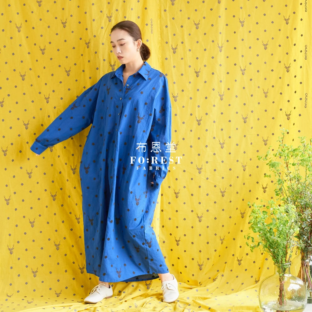 Echino - Embroidery Sambar Blue Fabric