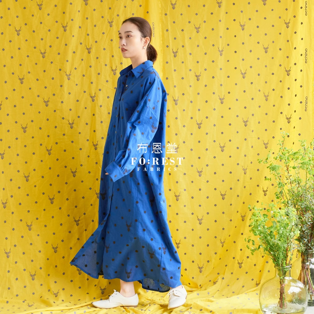 Echino - Embroidery Sambar Blue Fabric