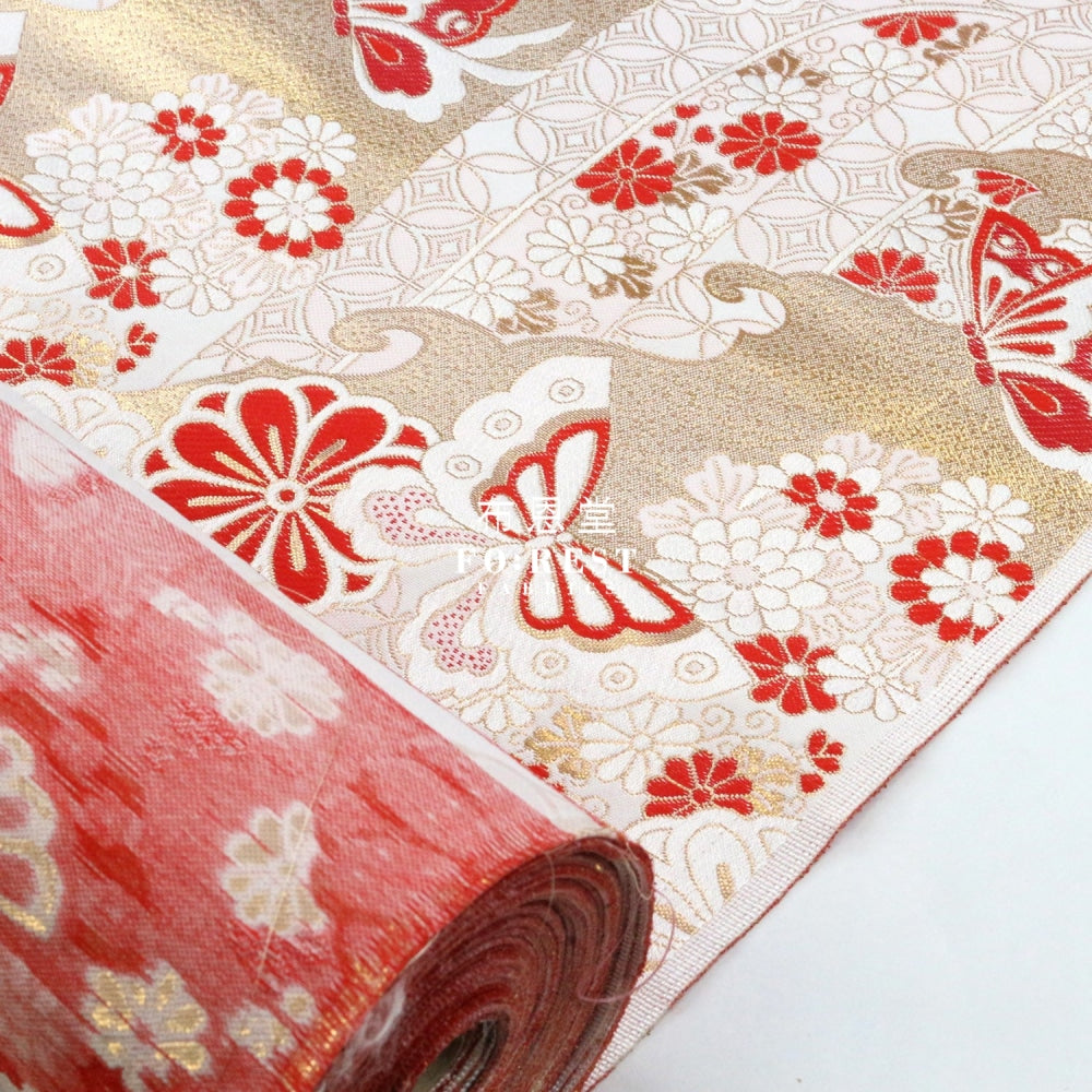 Gold Brocade - Butterfly Fabric Icered Polyester