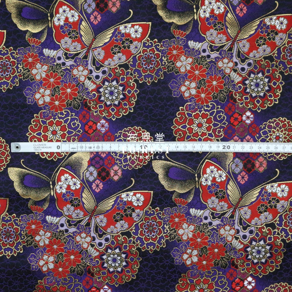 Gold Brocade - Butterfly Fabric Lightpurple Polyester