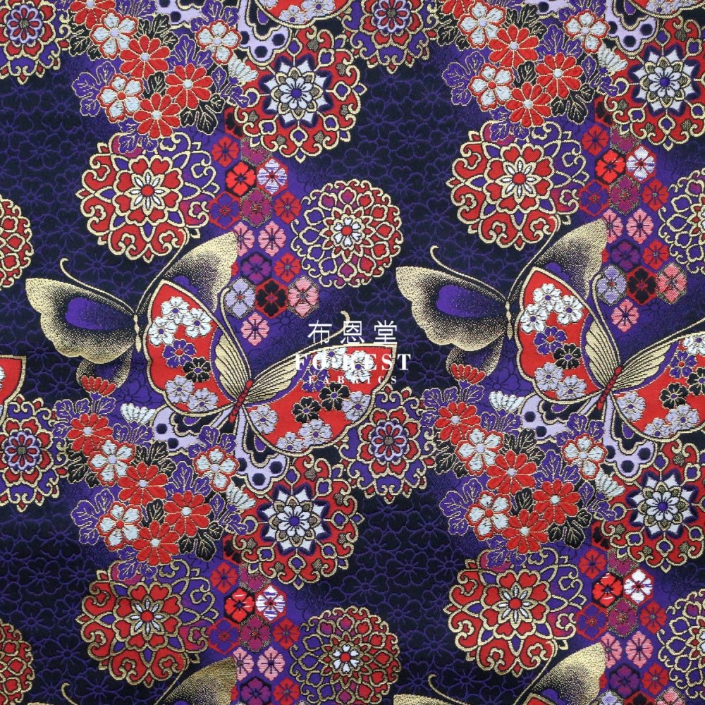 Gold Brocade - Butterfly fabric LightPurple - FO:REST Fabric 布恩堂Liberty fabrictana lawnjapanese fabricykk zipper