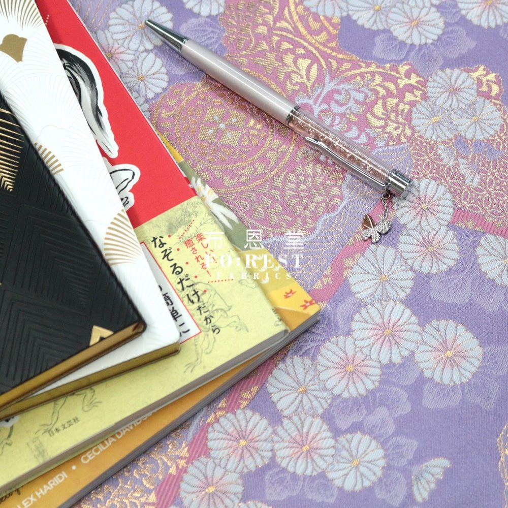 Gold Brocade - Chrysanthemum 九華菊 fabric L.PURPLE - FO:REST Fabric 布恩堂Liberty fabrictana lawnjapanese fabricykk zipper