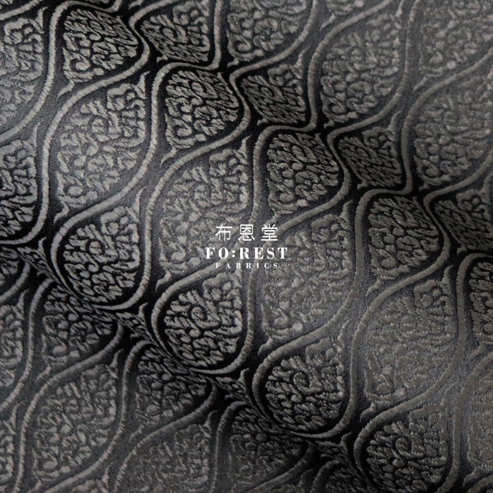 Gold Brocade - Cloud Fabric Black Polyester