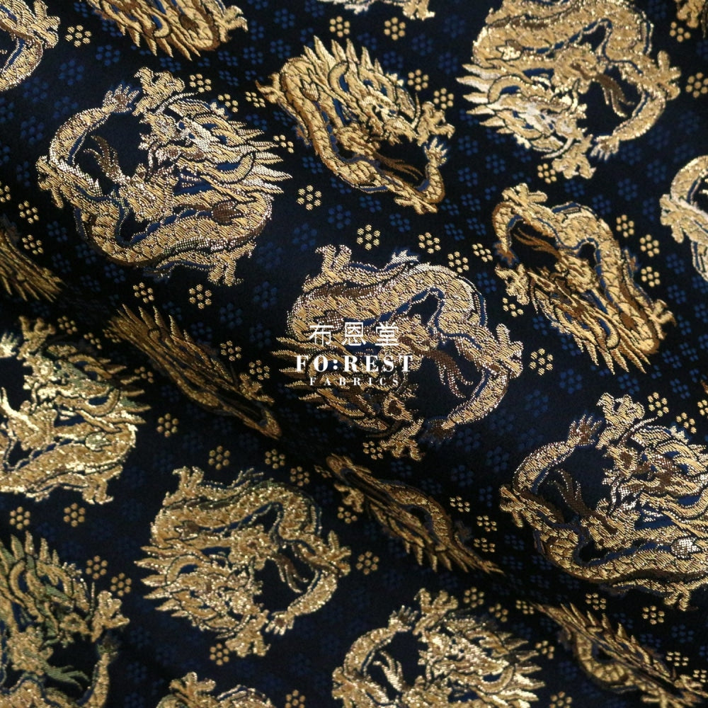 Gold Brocade - Dragon Fabric Blackgold Polyester