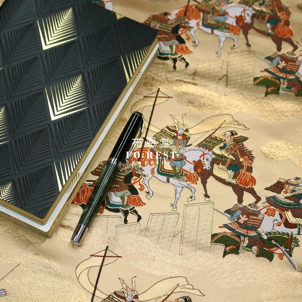 Gold Brocade - Genji Monogatari Emaki Story Fabric 9 Polyester