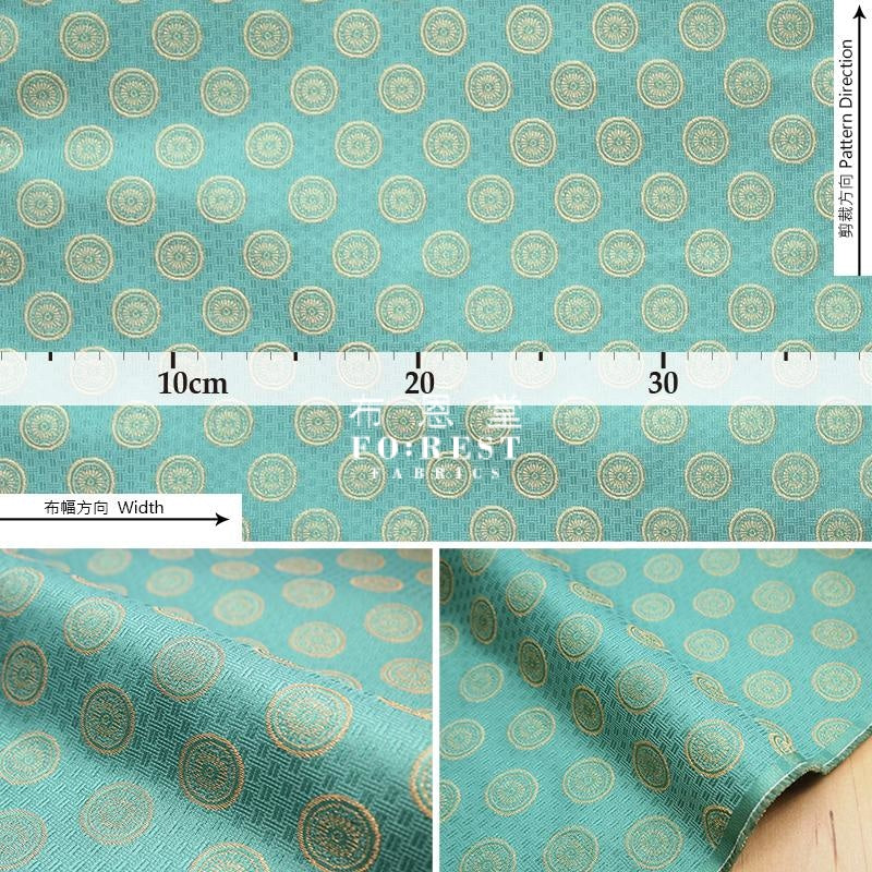Gold Brocade - Maru Kinran Fabric Green Polyester