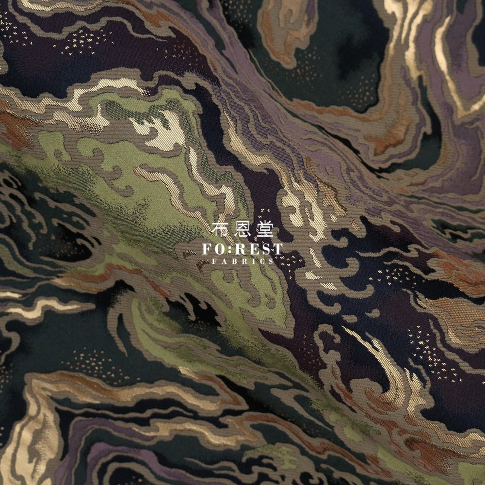Gold Brocade - Marble Fabric Moss Polyester