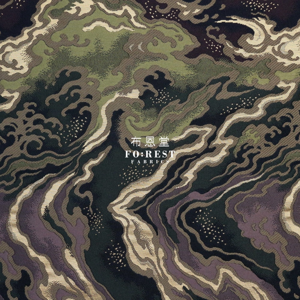 Gold Brocade - Marble Fabric Moss Polyester