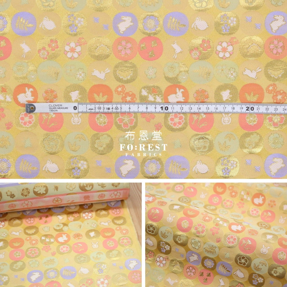 Gold Brocade - Moon Rabbit Fabric Polyester