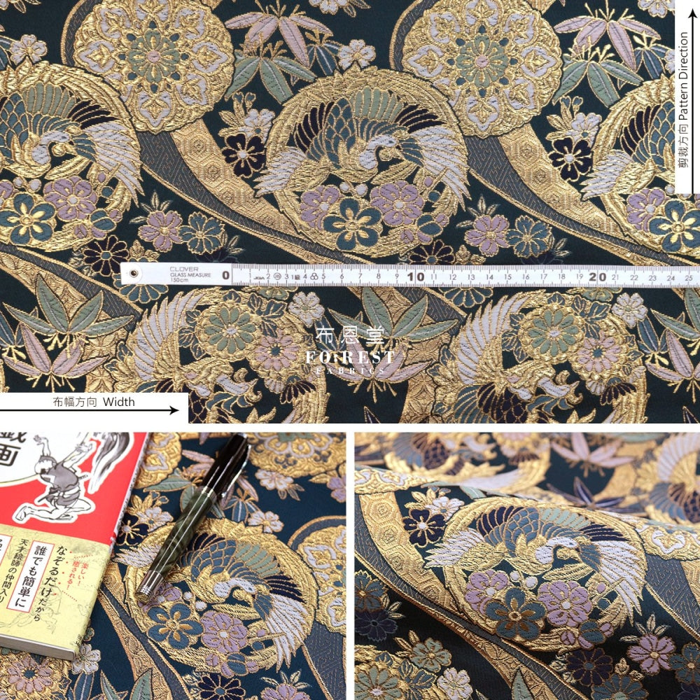 Gold Brocade - Phoenix Fabric Purple Polyester