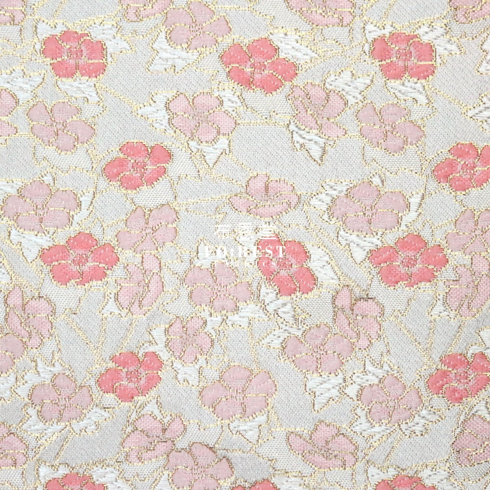 Gold Brocade - Sakura Kaleidoscope Fabric White Polyester