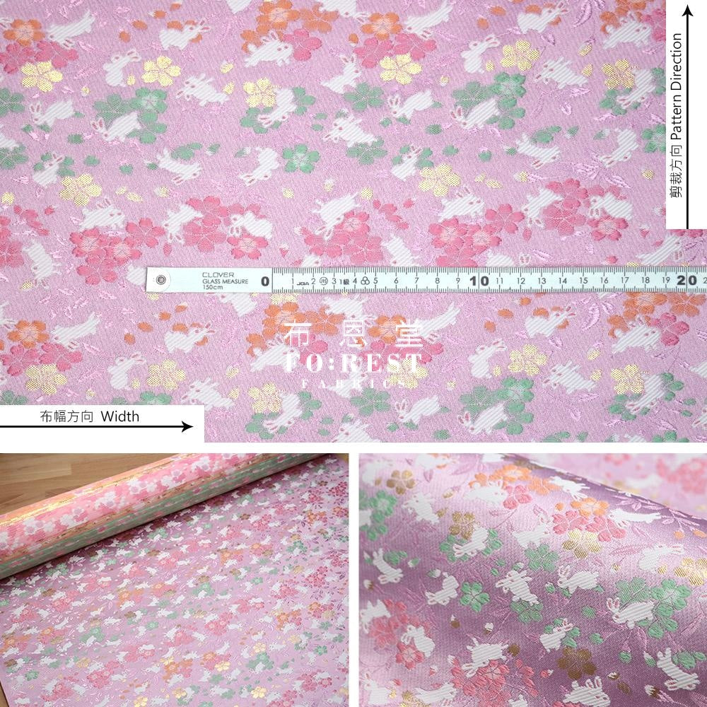 Gold Brocade - Sakura Rabbit Fabric Lightpurple Polyester