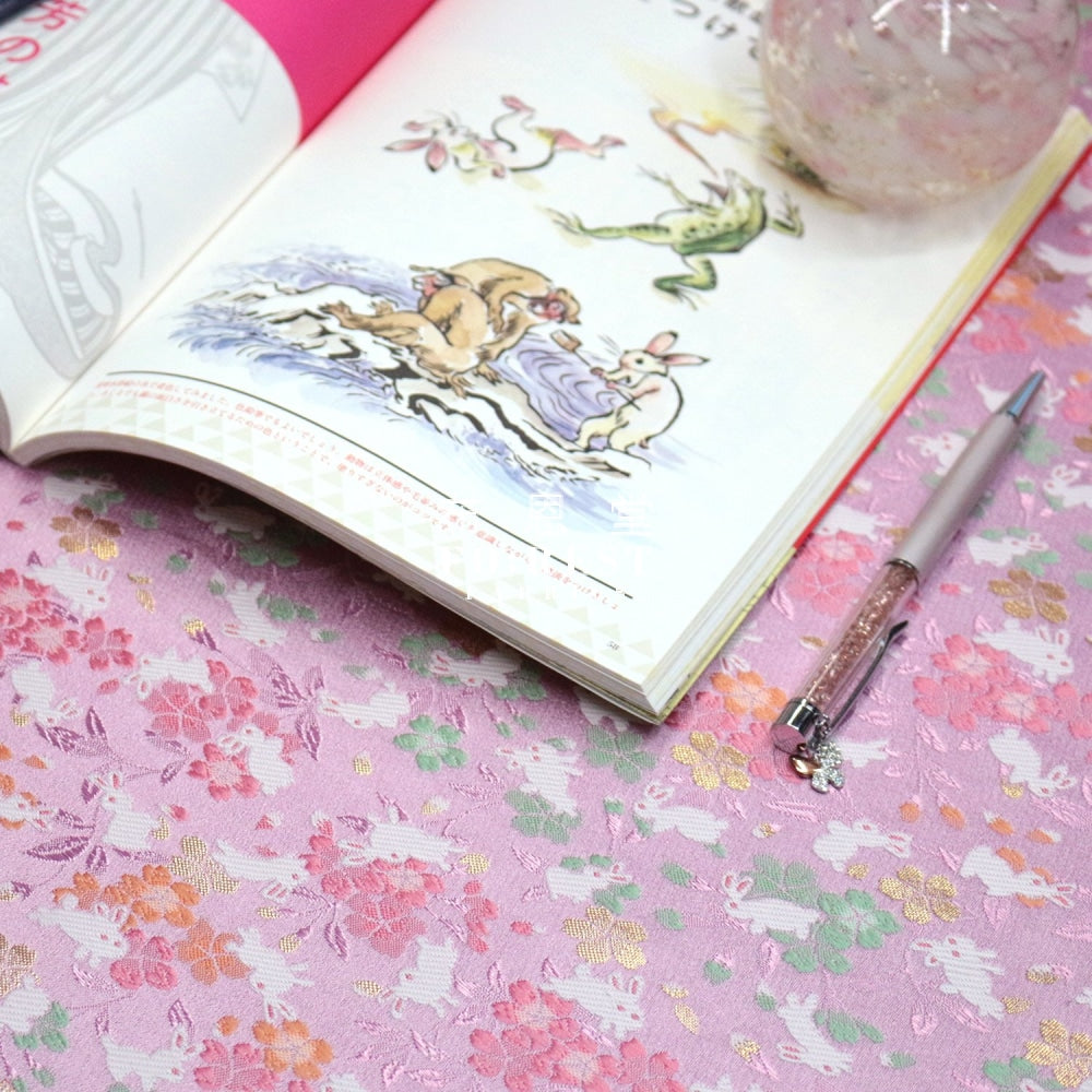 Gold Brocade - Sakura Rabbit Fabric Lightpurple Polyester