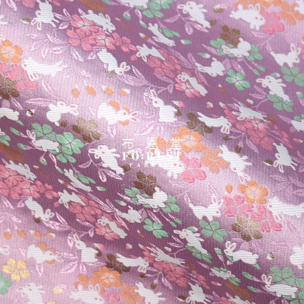 Gold Brocade - Sakura Rabbit Fabric Lightpurple Polyester