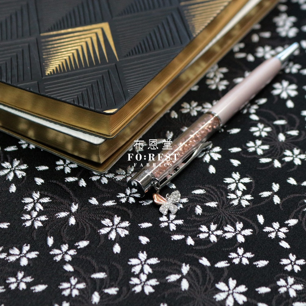 Gold Brocade - Sakura Fabric Black Polyester