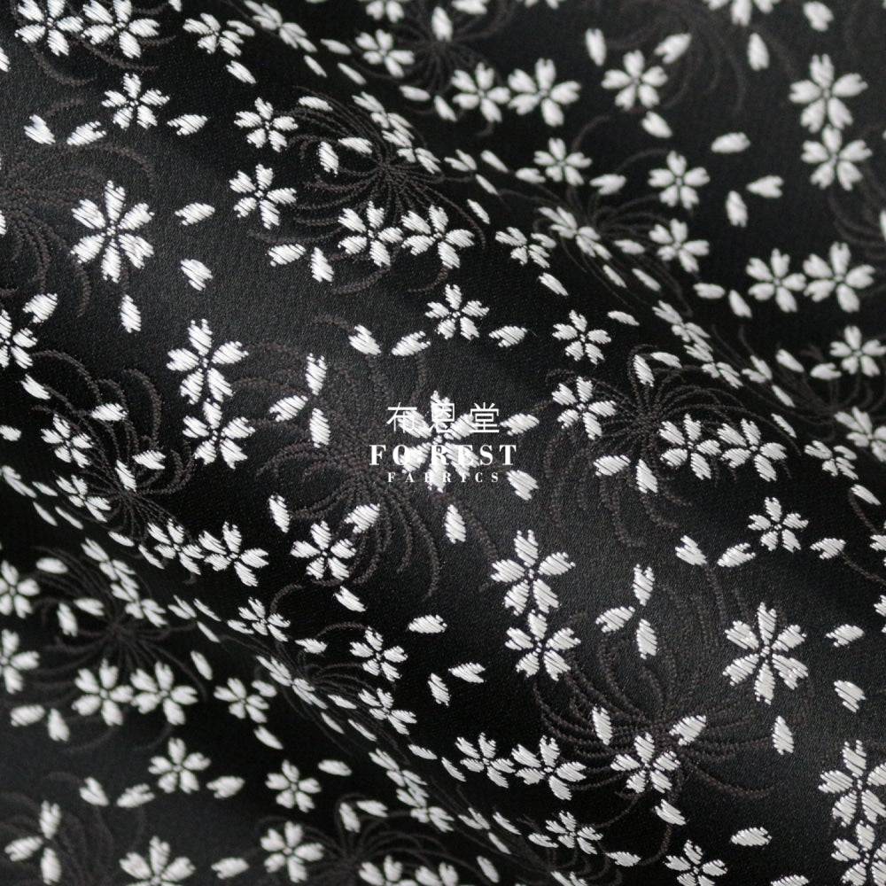 Gold Brocade - Sakura Fabric Black Polyester