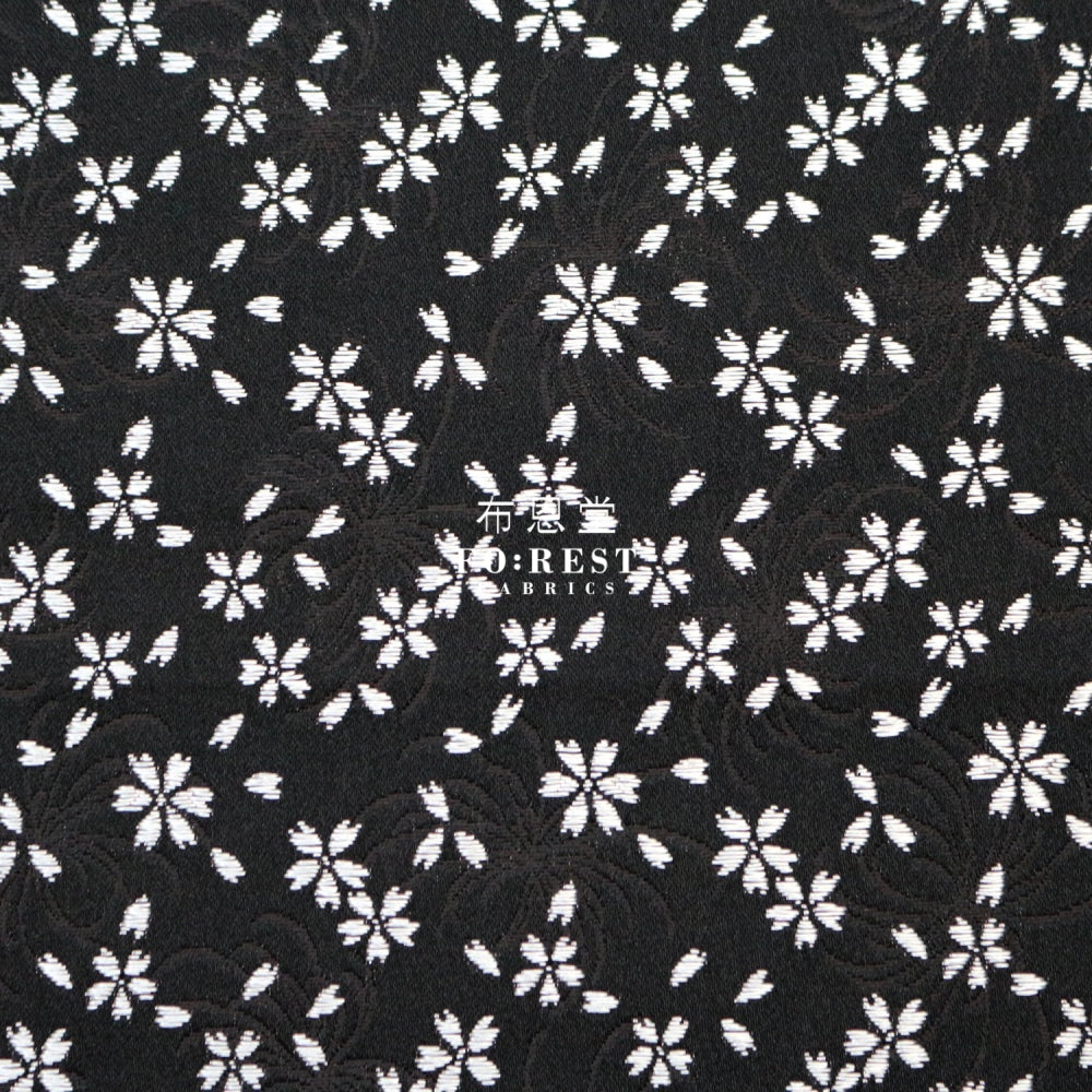 Gold Brocade - Sakura Fabric Black Polyester