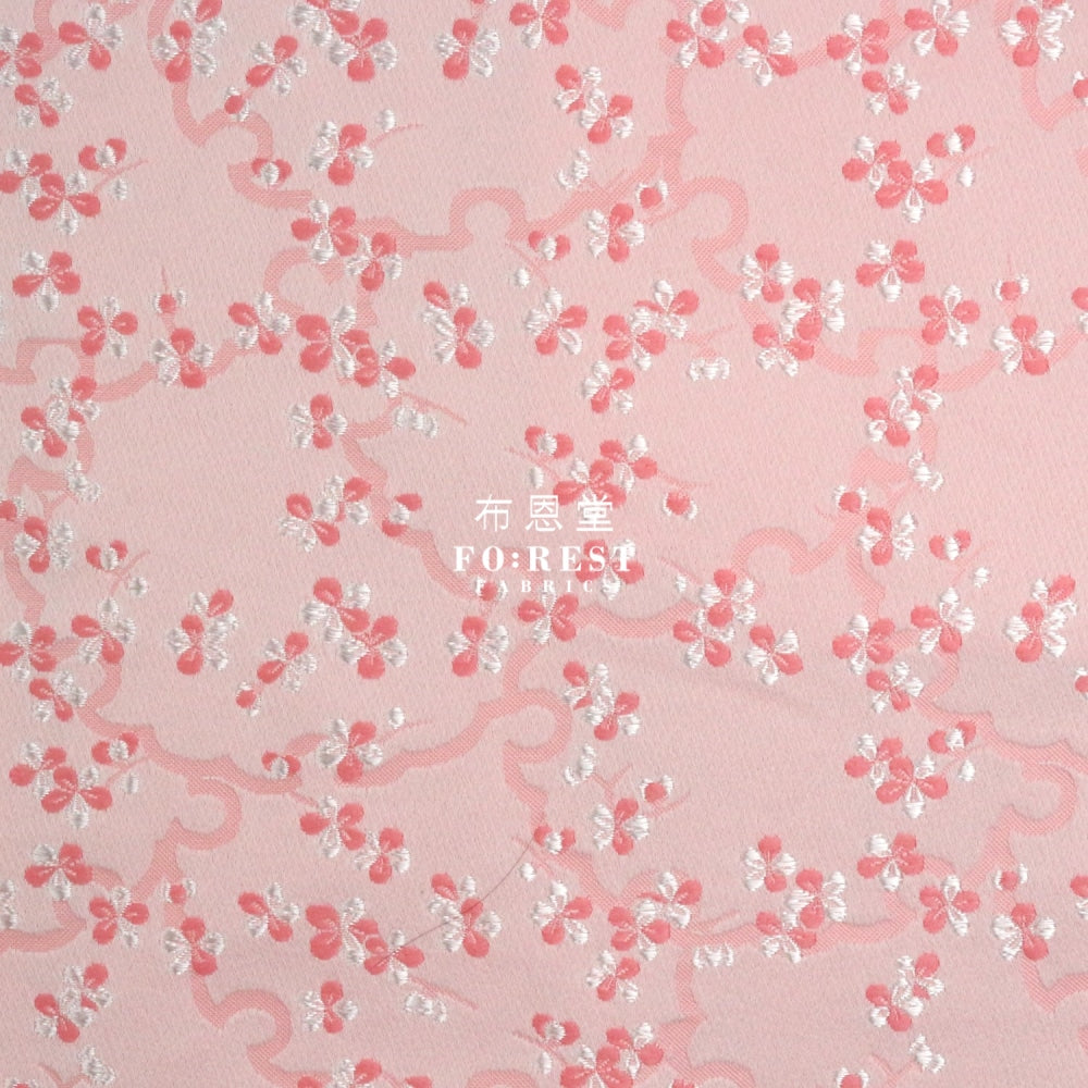 Gold Brocade - Snow Flower Fabric Pink Polyester