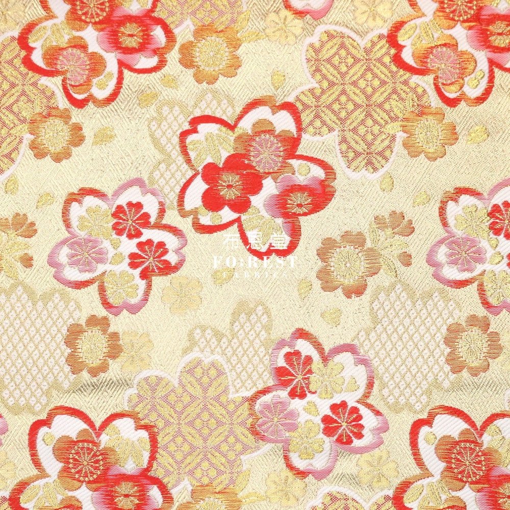 Gold Brocade - Snow sakura fabric Gold - FO:REST Fabric 布恩堂Liberty fabrictana lawnjapanese fabricykk zipper
