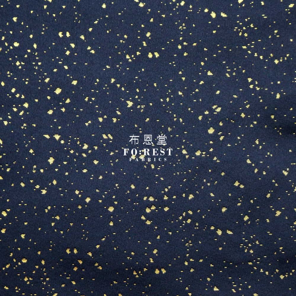 Gold Brocade - Sparkling Fabric Navy Polyester