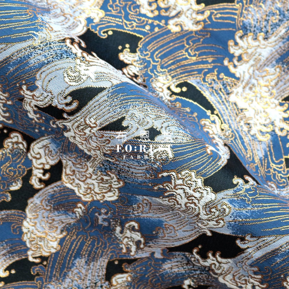 Gold Brocade - The Great Wave Fabric Polyester