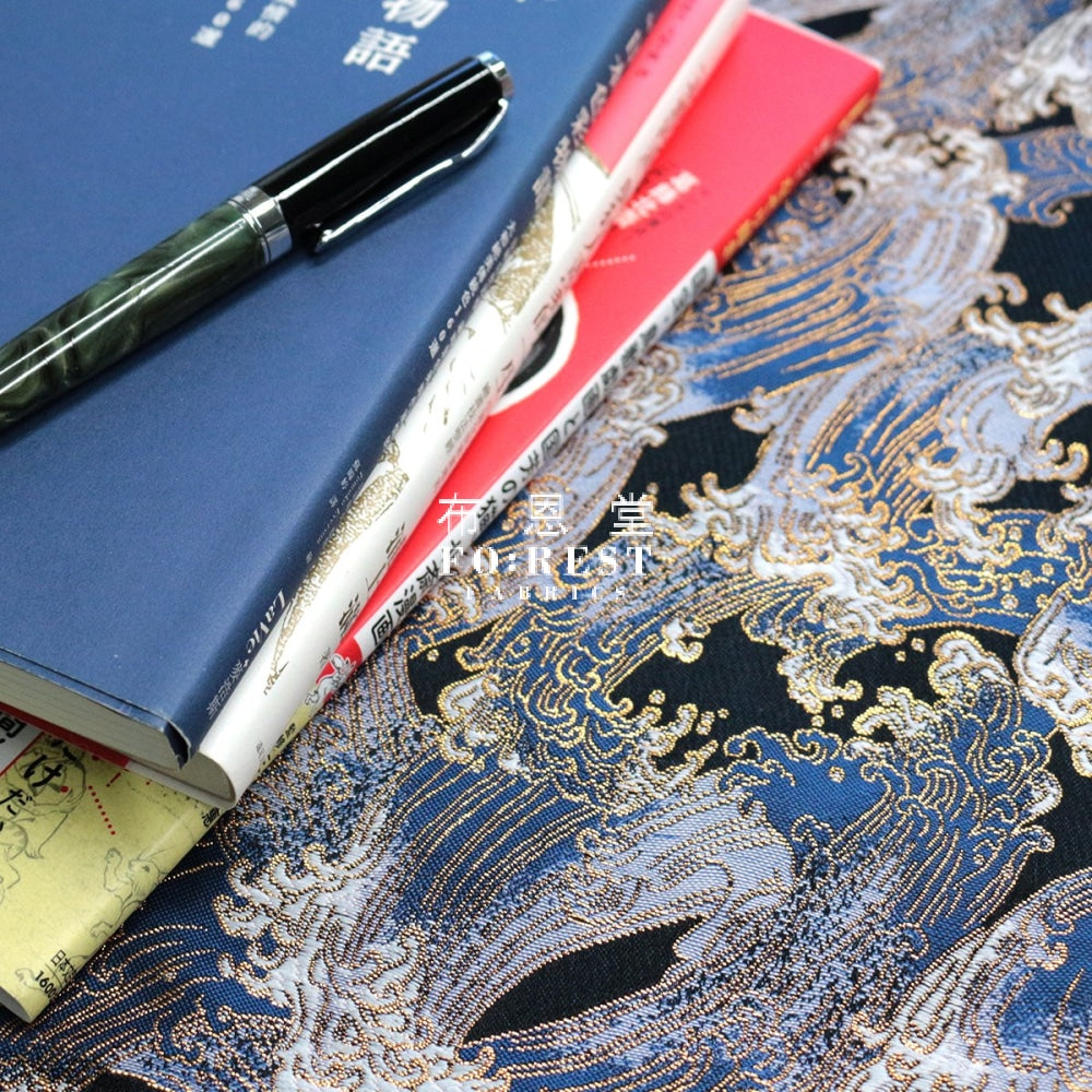 Gold Brocade - The Great Wave Fabric Polyester