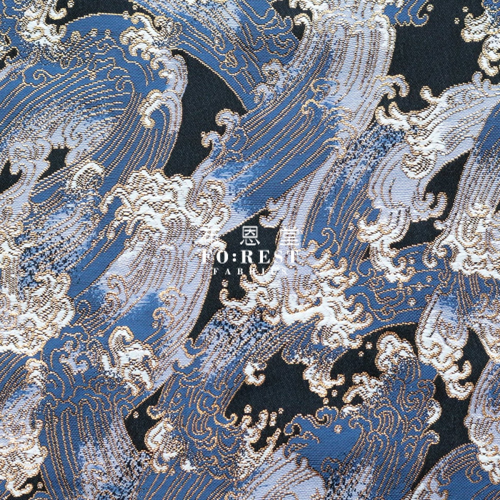 Gold Brocade - The Great Wave Fabric Polyester