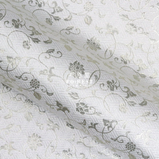 Gold Brocade - Vine Fabric White Polyester