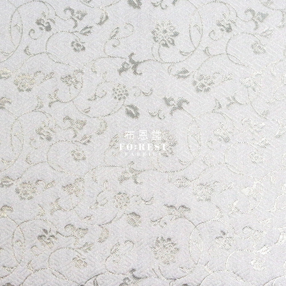 Gold Brocade - Vine Fabric White Polyester