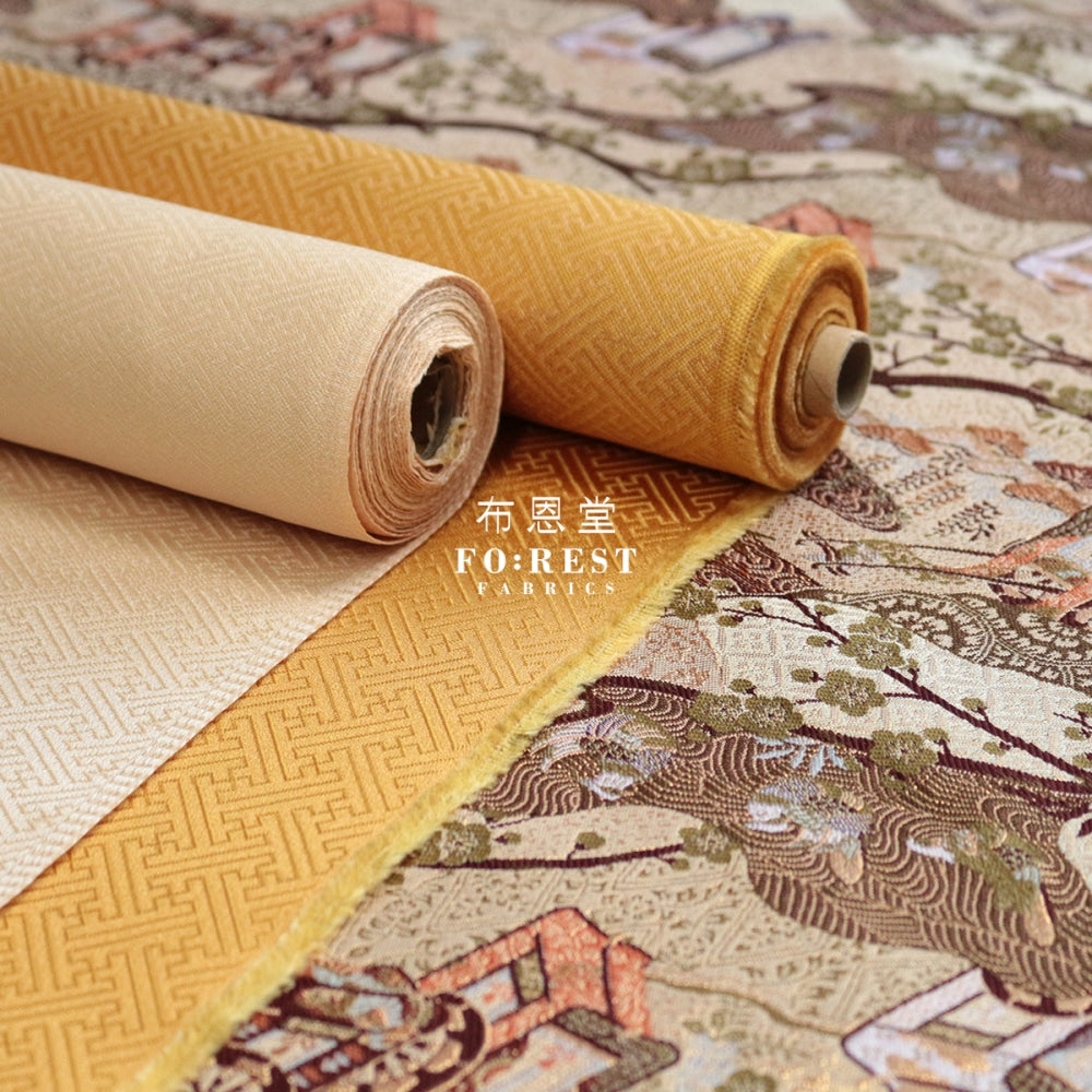 Gold Brocade - Genji Monogatari Emaki Story Fabric 3 Polyester
