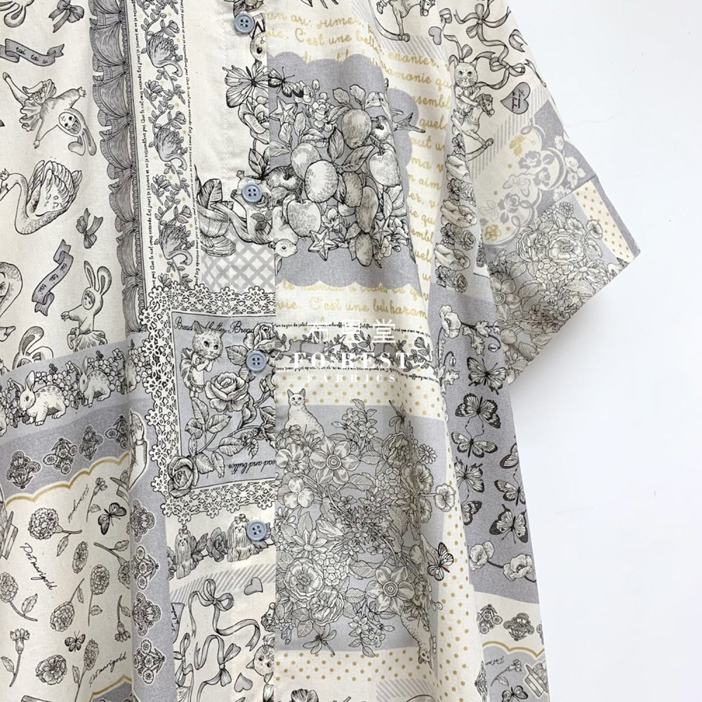 Jolifleur - Cotton Linen Toitoitoi Black Fabric