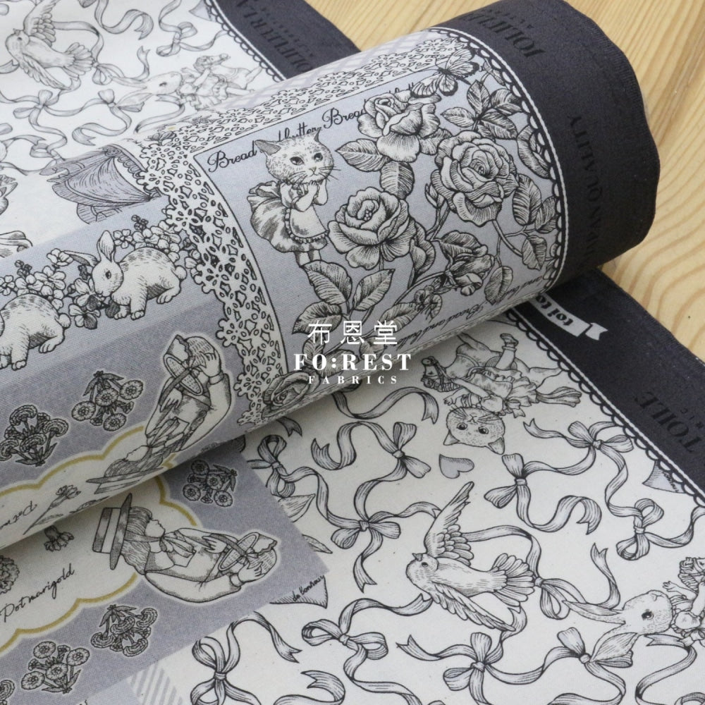 Jolifleur - Cotton Linen Toitoitoi Black Fabric