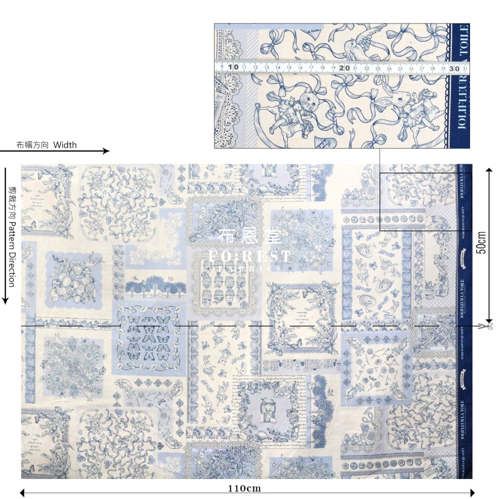 Jolifleur - Cotton Linen Toitoitoi Blue Fabric