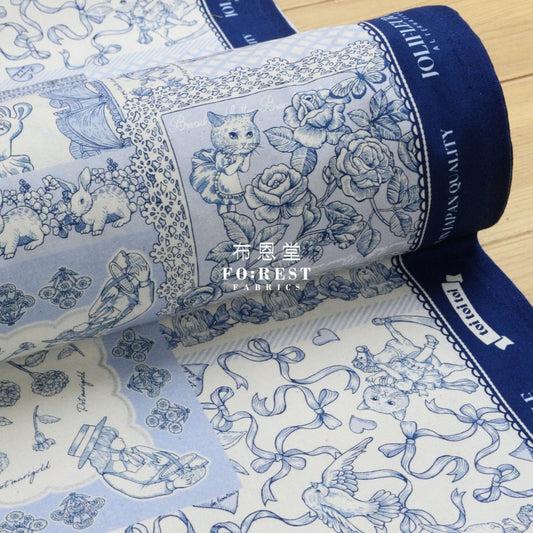 Jolifleur - Cotton Linen Toitoitoi Blue Fabric