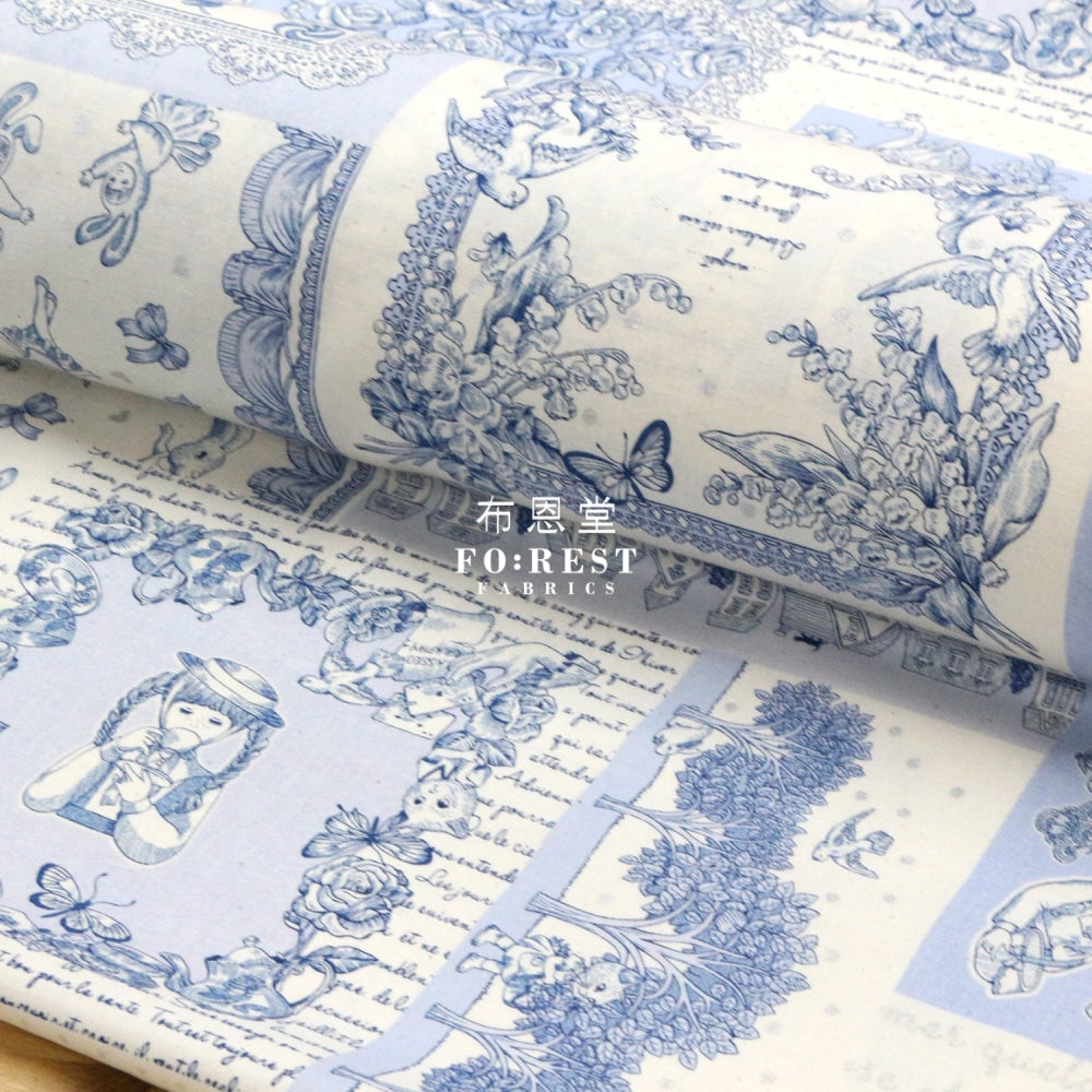 Jolifleur - Cotton Linen Toitoitoi Blue Fabric