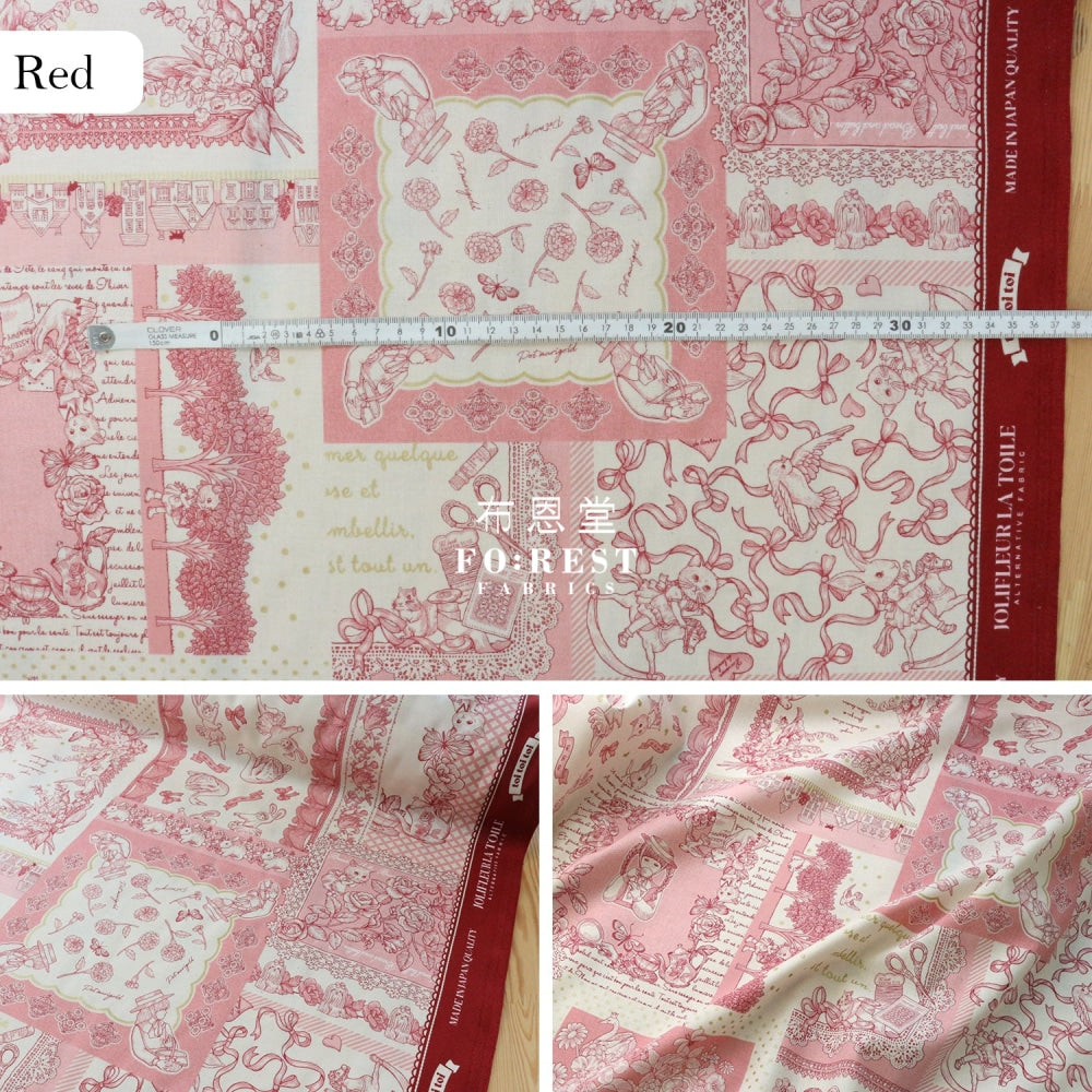 Jolifleur - Cotton Linen Toitoitoi Red Fabric