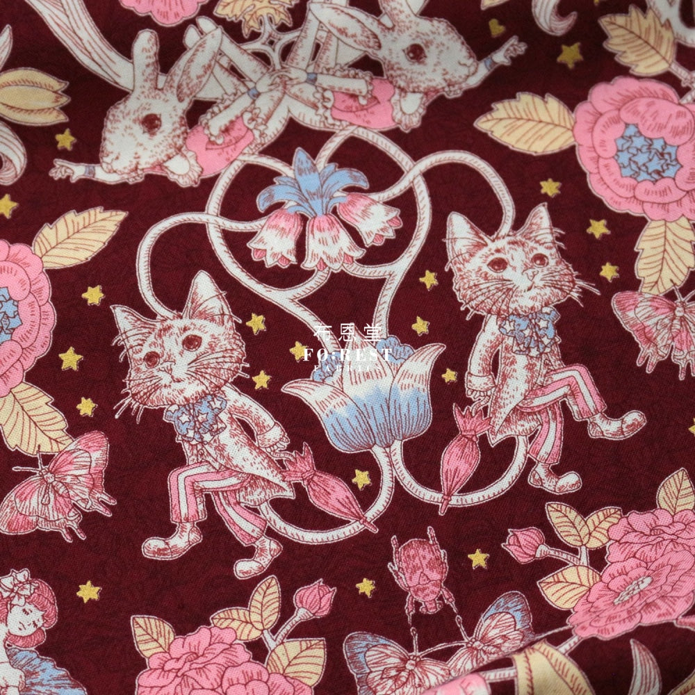 Jolifleur - Cotton Showtime Fabric Wine