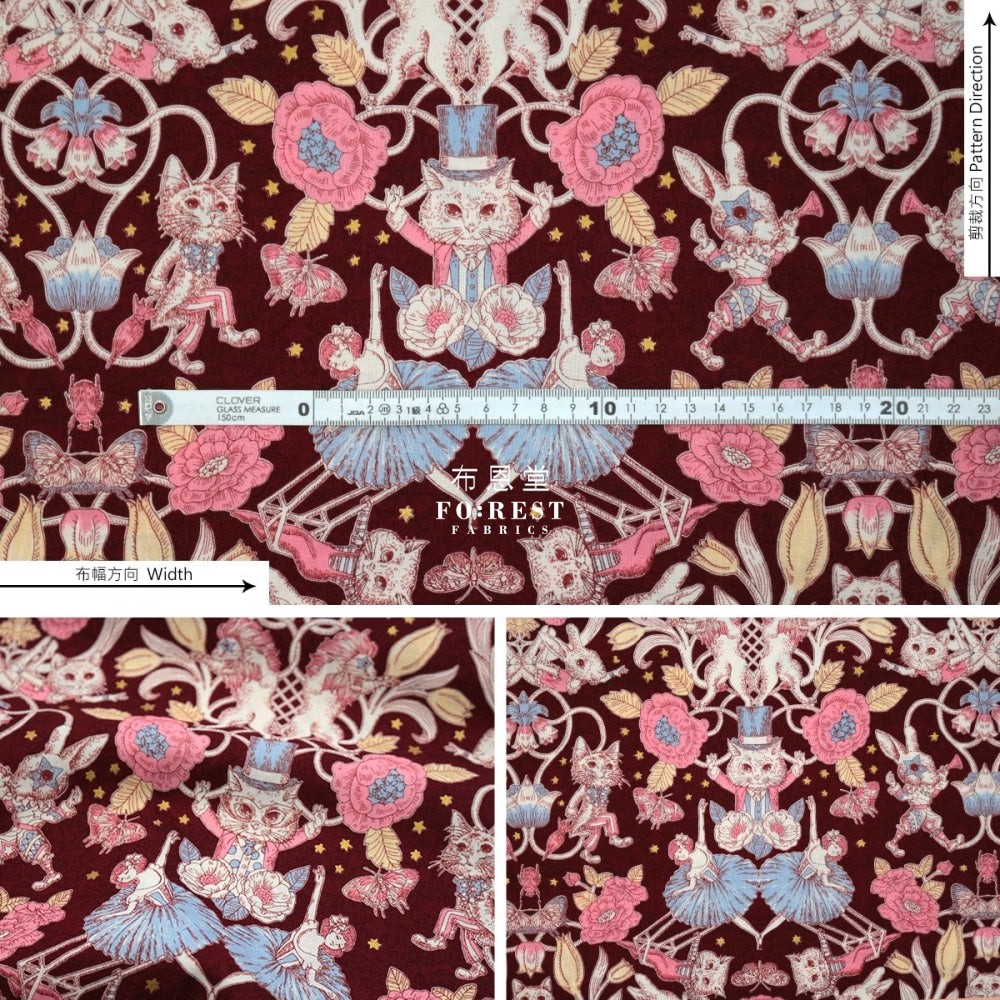 Jolifleur - Cotton Showtime Fabric Wine
