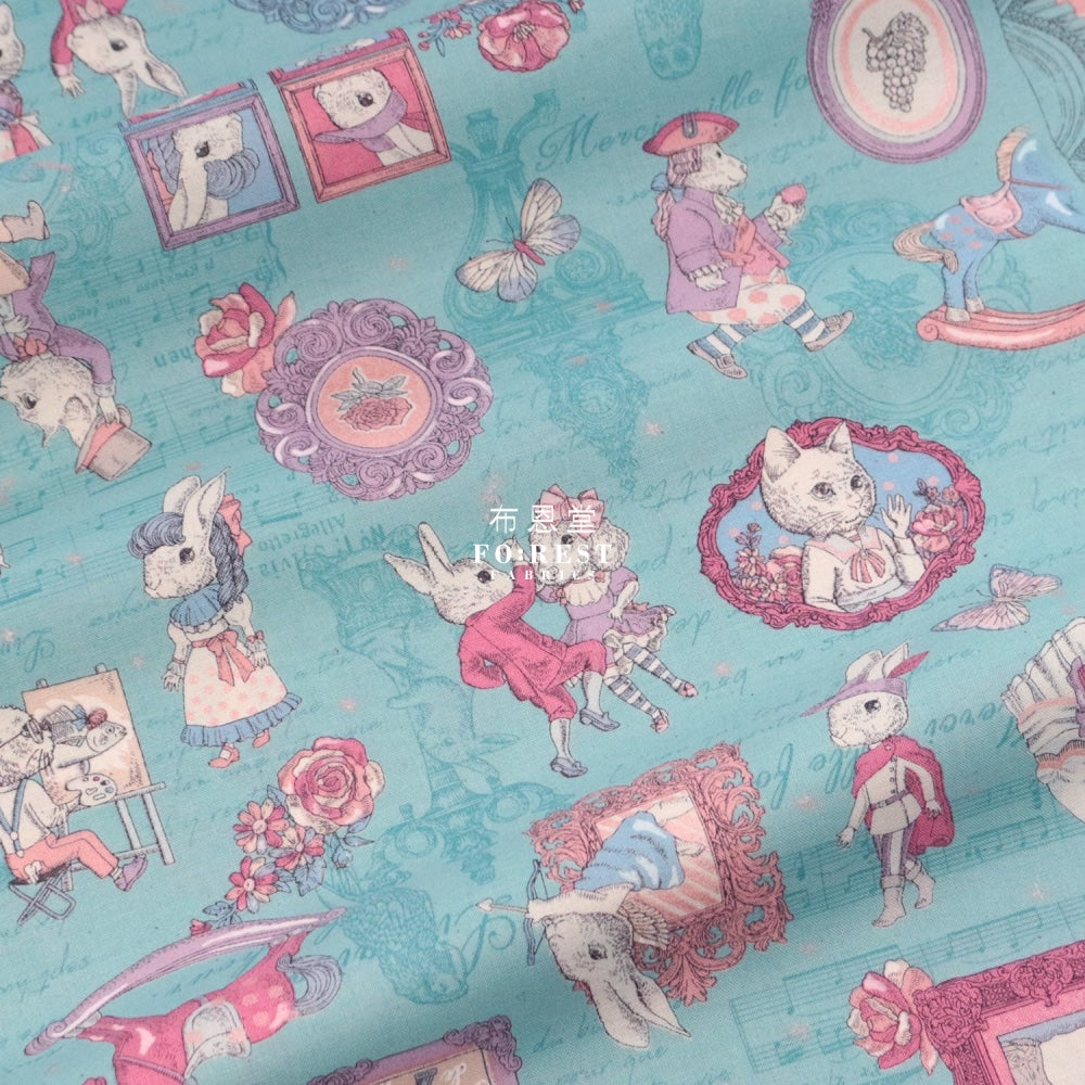 Jolifleur - Cotton Teaparty Aquablue Fabric